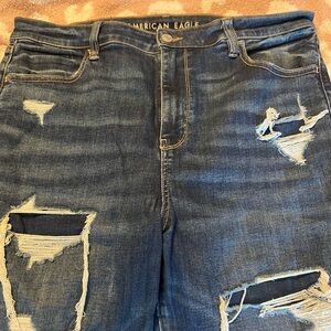 American Eagle high rise distressed patched jeggings!! EUC